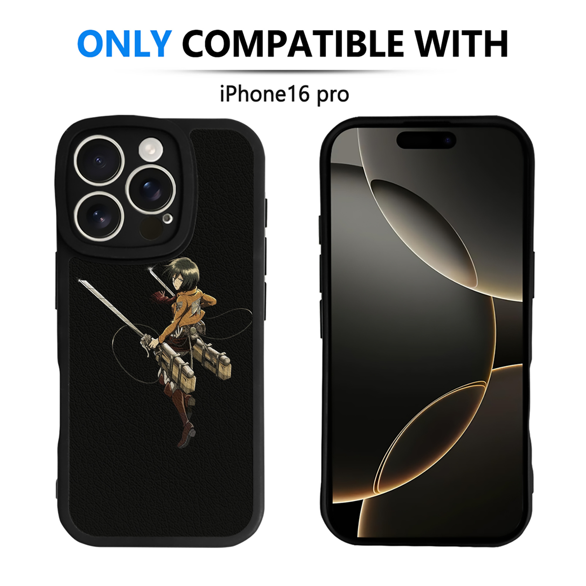 （画像用） 進撃の巨人 ミカサ·アッカーマン Attack on Titan Mikasa Ackerman 【iPhone 16シリーズ対応】シリコンスマホケース（レザー調） 材質：シリコン